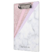 Elegant geometrisch roos goud glitter witte marmer klembord (Links)