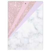 Elegant geometrisch roos goud glitter witte marmer klembord (Achterkant)