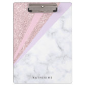 Elegant geometrisch roos goud glitter witte marmer klembord (Voorkant)