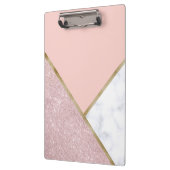 Elegant geometrisch roos goud glitter witte marmer klembord (Links)