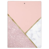 Elegant geometrisch roos goud glitter witte marmer klembord (Achterkant)