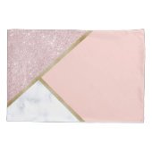 Elegant geometrisch roos goud glitter witte marmer kussensloop (Achterkant)