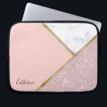 Elegant geometrisch roos goud glitter witte marmer laptop sleeve<br><div class="desc">Stijlvol geometrisch ontwerp met faux roos goudglitter,  goud en witte marmer.</div>