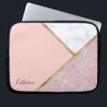 Elegant geometrisch roos goud glitter witte marmer laptop sleeve<br><div class="desc">Stijlvol geometrisch ontwerp met faux roos goudglitter,  goud en witte marmer.</div>