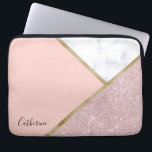 Elegant geometrisch roos goud glitter witte marmer laptop sleeve<br><div class="desc">Stijlvol geometrisch ontwerp met faux roos goudglitter,  goud en witte marmer.</div>