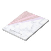 Elegant geometrisch roos goud glitter witte marmer notitieblok (Linkerzijde)