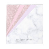 Elegant geometrisch roos goud glitter witte marmer notitieblok (Voorkant)