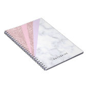 Elegant geometrisch roos goud glitter witte marmer notitieboek (Rechterzijde)
