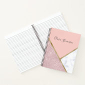 Elegant geometrisch roos goud glitter witte marmer notitieboek (Binnen)