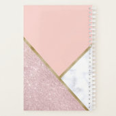 Elegant geometrisch roos goud glitter witte marmer planner (Achterkant)