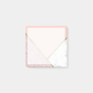 Elegant geometrisch roos goud glitter witte marmer post-it® notes