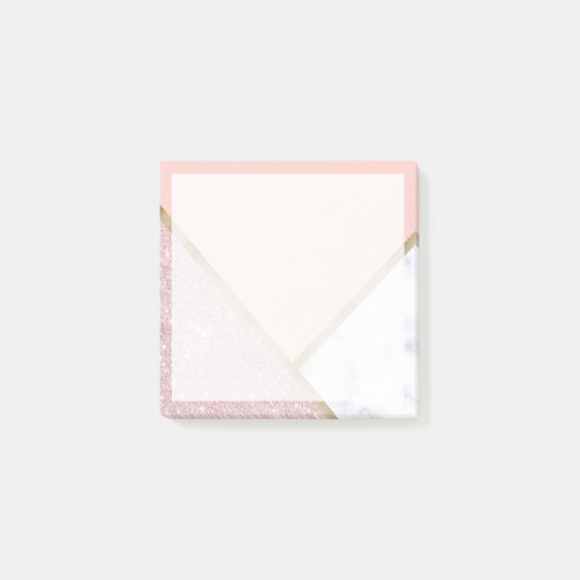 Elegant geometrisch roos goud glitter witte marmer post-it® notes (Voorkant)