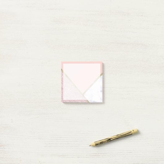 Elegant geometrisch roos goud glitter witte marmer post-it® notes (Op bureau)