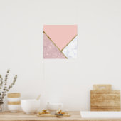 Elegant geometrisch roos goud glitter witte marmer poster (Keuken)