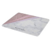 Elegant geometrisch roos goud glitter witte marmer snijplank (Hoek)