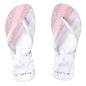 Elegant geometrisch roos goud glitter witte marmer teenslippers (Voetbed)