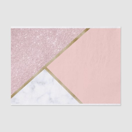 Elegant geometrisch roos goud glitter witte marmer tissuepapier (Voorkant)