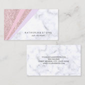 Elegant geometrisch roos goud glitter witte marmer visitekaartje (Voorkant / Achterkant)