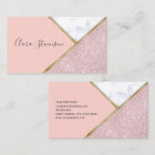 Elegant geometrisch roos goud glitter witte marmer visitekaartje (Voorkant / Achterkant)