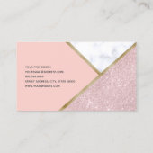 Elegant geometrisch roos goud glitter witte marmer visitekaartje (Achterkant)