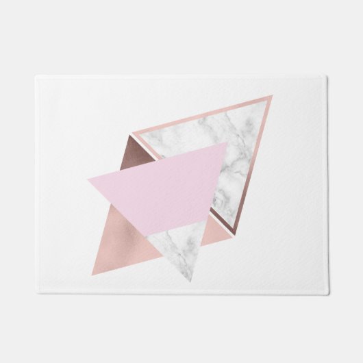 Elegant geometrisch roos goud witte marmer roze deurmat (Voorkant)