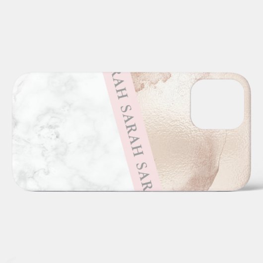 Elegant  geometrisch roos goudroze marmer Case-Mate iPhone case (Achterkant (horizontaal))