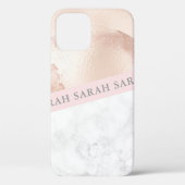 Elegant  geometrisch roos goudroze marmer Case-Mate iPhone case (Achterkant)