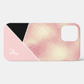 Elegant geometrisch roos goudroze zwart Hoesje (Achterkant (horizontaal))