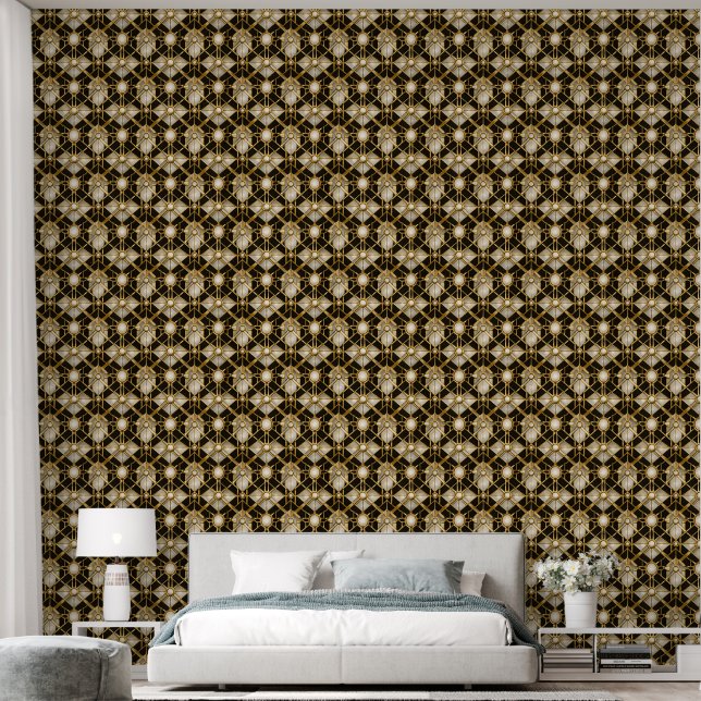 Elegant geometrisch roosterpatroon behang klassiek (Slaapkamer)