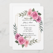 Elegant Geometrisch Roze Rose Repetitie Diner Kaart (Voorkant / Achterkant)