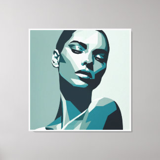 Elegant geometrisch vrouwenportret - abstract ontw canvas afdruk