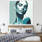 Elegant geometrisch vrouwenportret - abstract ontw canvas afdruk (Insitu (Slaapkamer))