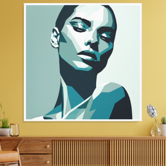 Elegant geometrisch vrouwenportret - abstract ontw canvas afdruk (Insitu (Woonkamer))