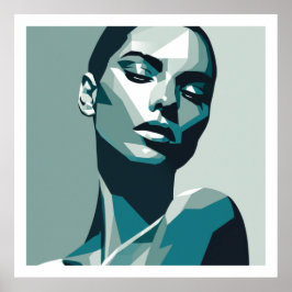 Elegant geometrisch vrouwenportret - abstract ontw poster