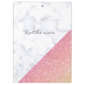 Elegant geometrisch wit marmer roos goud glitter klembord (Achterkant)