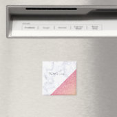Elegant geometrisch wit marmer roos goud glitter magneet (Insitu (Vaatwasser))
