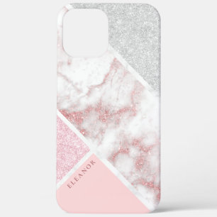 Elegant geometrisch zilver roos goudglitter marmer Case-Mate iPhone case