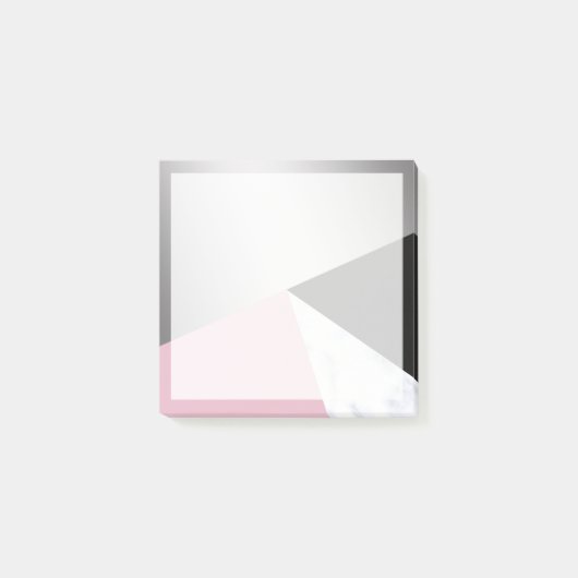 Elegant geometrisch zilverwit marmer roze zwart post-it® notes (Voorkant)