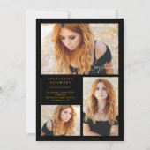 Elegant Geometrisch Zwart Goud Afstuderen Aankondiging (Achterkant)