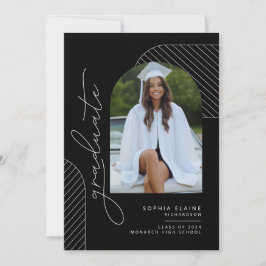 Elegant geometrisch zwart wit Afstuderen Aankondiging