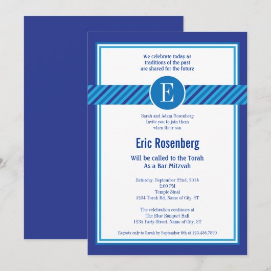 Elegant Geometrische Bar Mitzvah Uitnodiging (Voorkant / Achterkant)