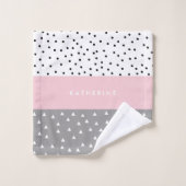 Elegant geometrische driehoeken en stippen in grij bad handdoek (Wasdoekje)
