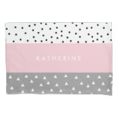 Elegant geometrische driehoeken en stippen in grij kussensloop (Voorkant)