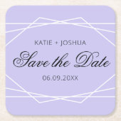 Elegant geometrische lavender sparen de Datum Kartonnen Onderzetters (Voorkant)