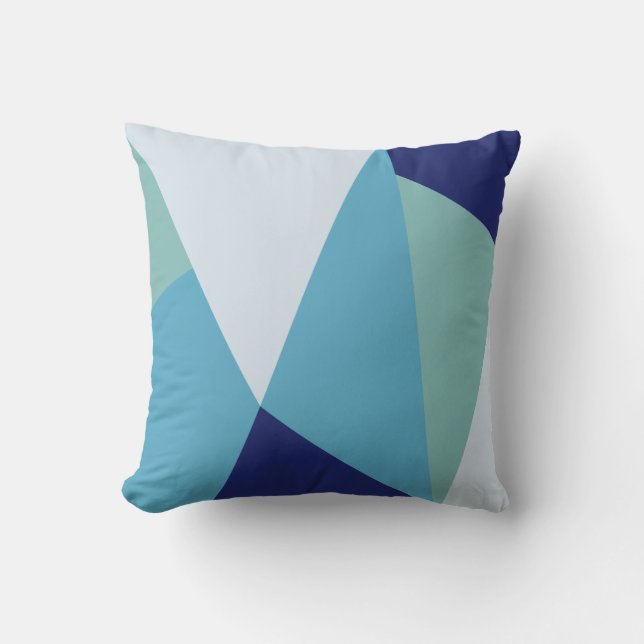 Elegant geometrische marineblauw en zee groene pas kussen (Voorkant)