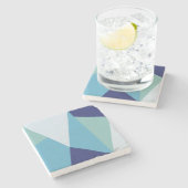 Elegant geometrische marineblauw en zee groene pas stenen onderzetter (Zijkant)