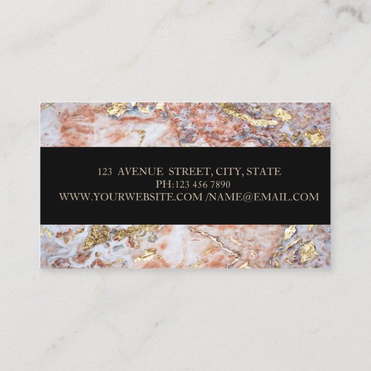 Elegant geometrische marmer Glitter Gold Stripes Visitekaartje (Achterkant)