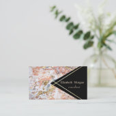 Elegant geometrische marmer Glitter Gold Stripes Visitekaartje (Staand voorkant)