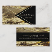 Elegant geometrische marmer, zwarte gouden strepen visitekaartje (Voorkant / Achterkant)