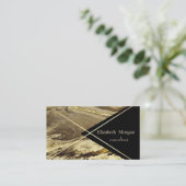 Elegant geometrische marmer, zwarte gouden strepen visitekaartje (Staand voorkant)